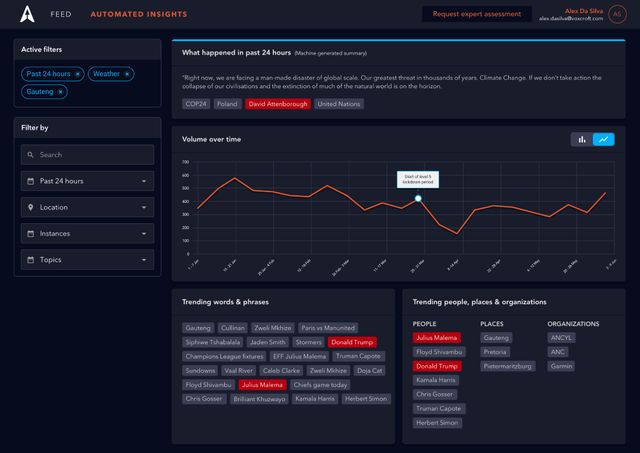 Project Arrow generates reports, summaries, and analytics to give you an overview of events.